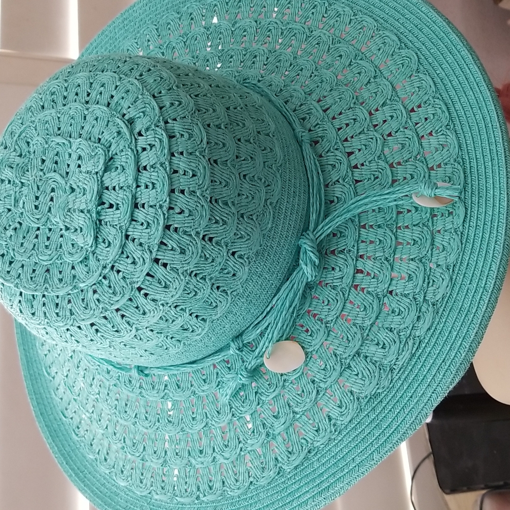 Ladies Aqua Sun Hat C.C Exclusive - Picture 8 of 12